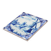 Delft Blue Windmill Bridge and Waterways Fliese (Seite)