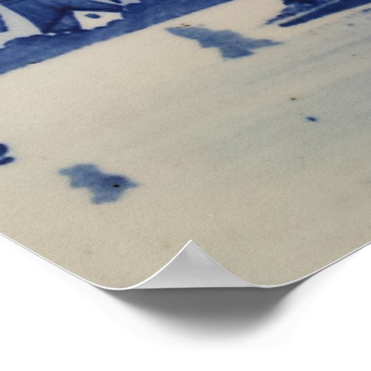 Delft Blue Windmill Vintag Poster (Ecke)