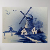 Delft Blue Windmill Vintag Poster (Vorne)