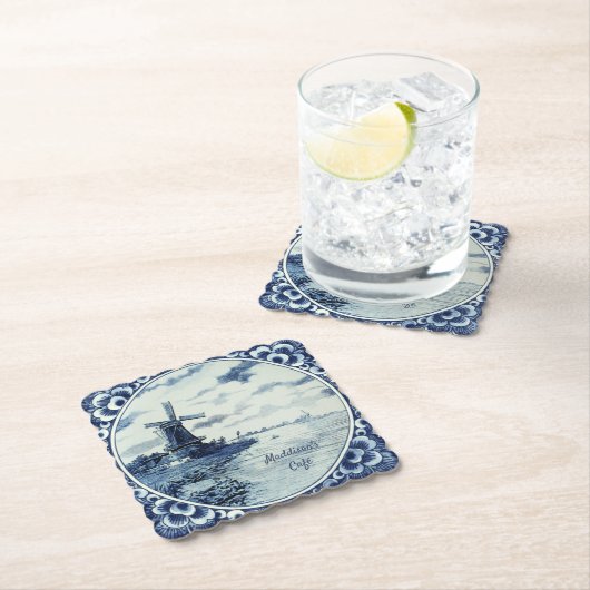 Delft Blue Windmill Waterway Custom Untersetzer (Vor Ort)