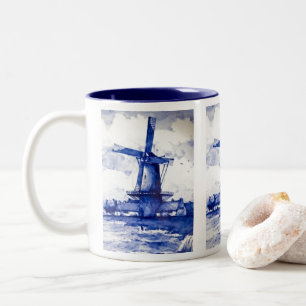 Delft Blue Windmill Zweifarbige Tasse