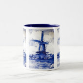 Delft Blue Windmill Zweifarbige Tasse (Mittel)