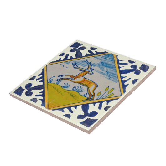 Delft Deer Deer Handgemalt Reproduction Fliese (Seite)