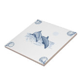 Delft-Delphin-Fliese mit Muschel-Ecken Fliese (Seite)