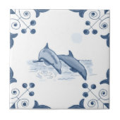 Delft-Delphin-Fliese mit Rolle-Ecken Fliese (Vorderseite)