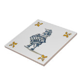 Delft Drummer Tile c 1890 in Blau, Grau und Gelb Fliese (Seite)