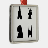 Delft dunkle Silhouette Silbernes Ornament (Rechts)