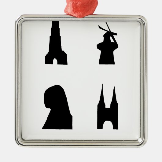 Delft dunkle Silhouette Silbernes Ornament (Vorne)