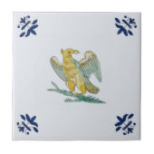 Delft Eagle Hawk Blue Gold c 1650 Repro Niederland Fliese (Vorderseite)