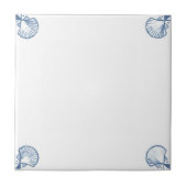 Delft-Feld-Fliese mit Muschel-Ecken Fliese (Vorderseite)