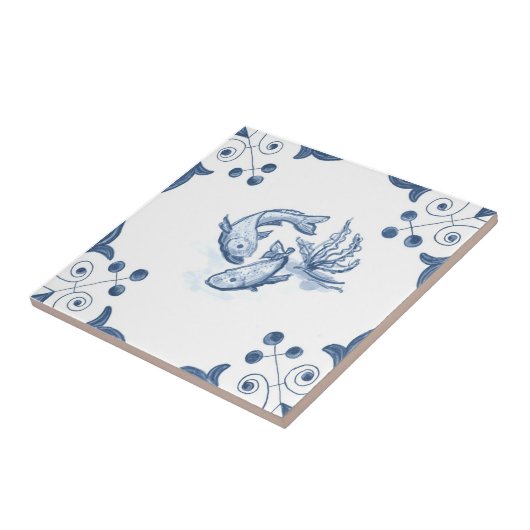 Delft-Fisch-Fliese mit Rolle-Ecken Fliese (Seite)