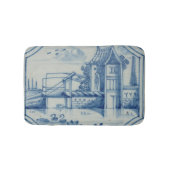Delft-Fliese, die einen Drawbridge über einem Badematte (Vorderseite)