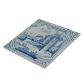 Delft-Fliese, die einen Drawbridge über einem Fliese (Seite)