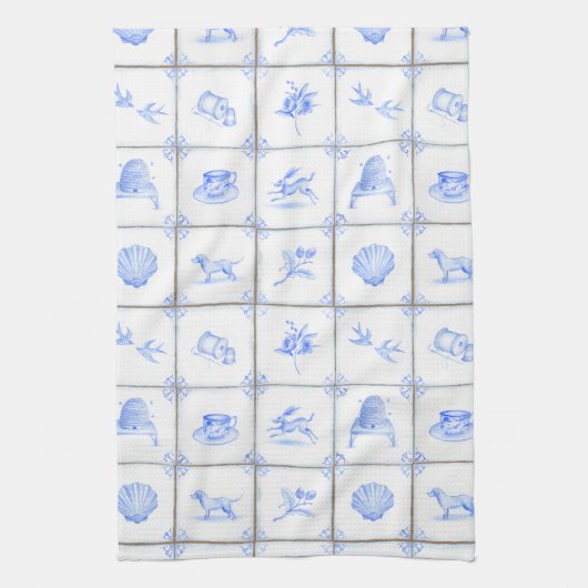 Delft-Fliese Teatowel Geschirrtuch (Vertikal)