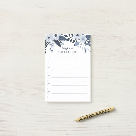 Delft Floral | Personalized To Do List Post-it Klebezettel (Auf Schreibtisch)