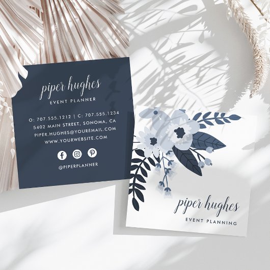 Delft Floral Quadratische Visitenkarte