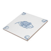 Delft-Frosch-Fliese mit Muschel-Ecken Fliese (Seite)