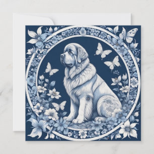 Delft-Garten Neufundländer Tiefblau Dankeskarte