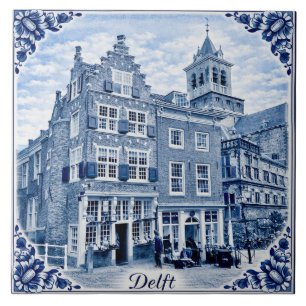 Delft Häuser im Delft-Blau-Stil Keramikfliese