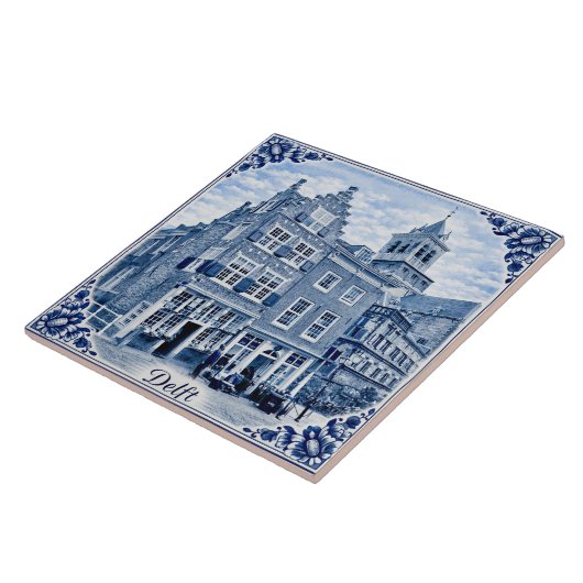 Delft houses Delft Blue style ceramic tile Fliese (Seite)