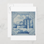 Delft Kachel zeigt eine Zugbrücke über einen Kanal Postkarte (Vorne/Hinten)