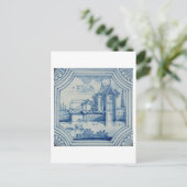 Delft Kachel zeigt eine Zugbrücke über einen Kanal Postkarte (Stehend Vorderseite)