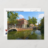 Delft, Kanal, Brücke und alte Häuser Postkarte (Vorne/Hinten)