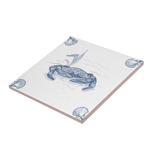 Delft-Krabben-Fliese mit Muschel-Ecken Fliese (Seite)
