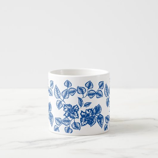 Delft-LIke Blue Floral Print Espressotasse (Vorderseite)