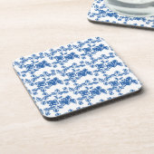 Delft-LIke Blue Floral Print Getränkeuntersetzer (Linke Seite)
