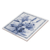 Delft-Lilien-Wanddekoration Art Nouveau Aquarell Fliese (Seite)