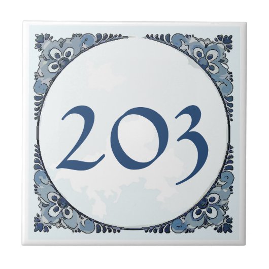 Delft look Tile, House Numbers, Change number Fliese (Vorderseite)