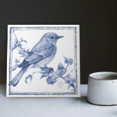 Delft Mountain Bluebird Art Nouveau Spring Bird Fliese