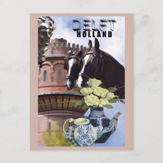 Delft Netherlands Holland Pottery Travel Postkarte (Vorderseite)
