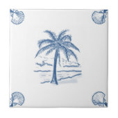 Delft-Palme-Fliese mit Muschel-Ecken Fliese (Vorderseite)