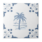 Delft-Palmen-Fliese mit Rolle-Ecken Fliese (Vorderseite)