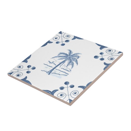 Delft-Palmen-Fliese mit Rolle-Ecken Fliese (Seite)