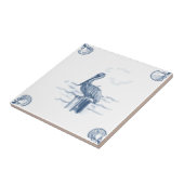 Delft-Pelikan-Fliese mit Muschel-Ecken Fliese (Seite)