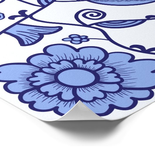 Delft Potterie Inspiriert Gemustertes Poster (Ecke)
