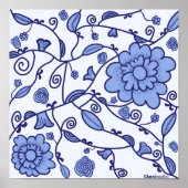 Delft Potterie Inspiriert Gemustertes Poster (Vorne)