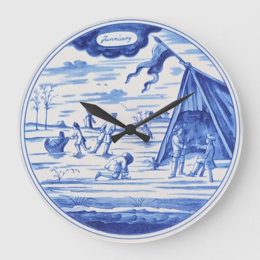 Delft Pottery 2 Große Wanduhr (Vorderseite)