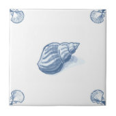 Delft-Pustel-Fliese mit Muschel-Ecken Fliese (Vorderseite)