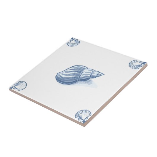 Delft-Pustel-Fliese mit Muschel-Ecken Fliese (Seite)