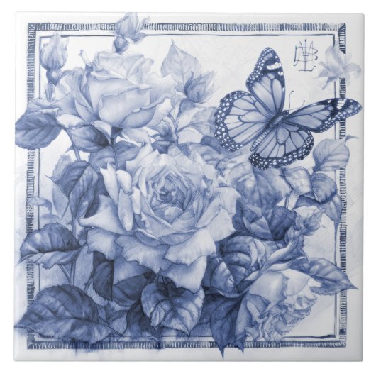 Delft Rose Decke Jugendstil Fliese (Vorderseite)