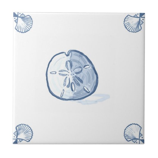 Delft-Sand-Dollar-Fliese mit Muschel-Ecken Fliese (Vorderseite)