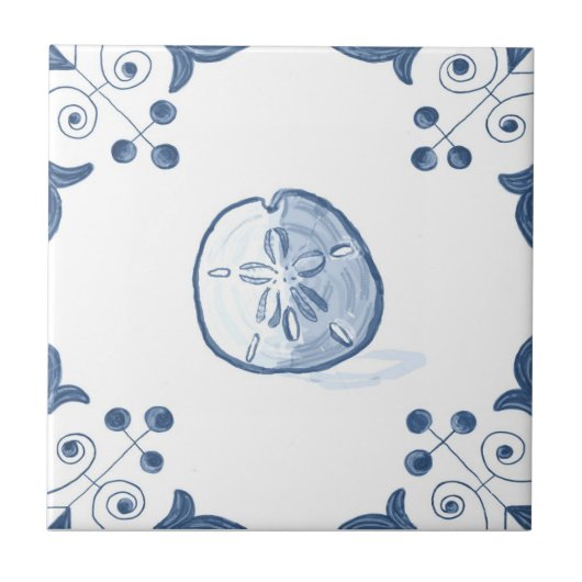 Delft-Sand-Dollar-Fliese mit Rolle-Ecken Fliese (Vorderseite)