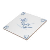 Delft-Seepferd-Fliese mit Muschel-Ecken Fliese (Seite)