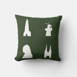 Delft-Silhouette auf grün Kissen