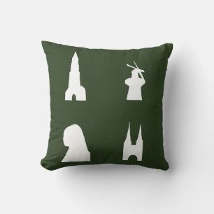 Delft-Silhouette auf grün Kissen