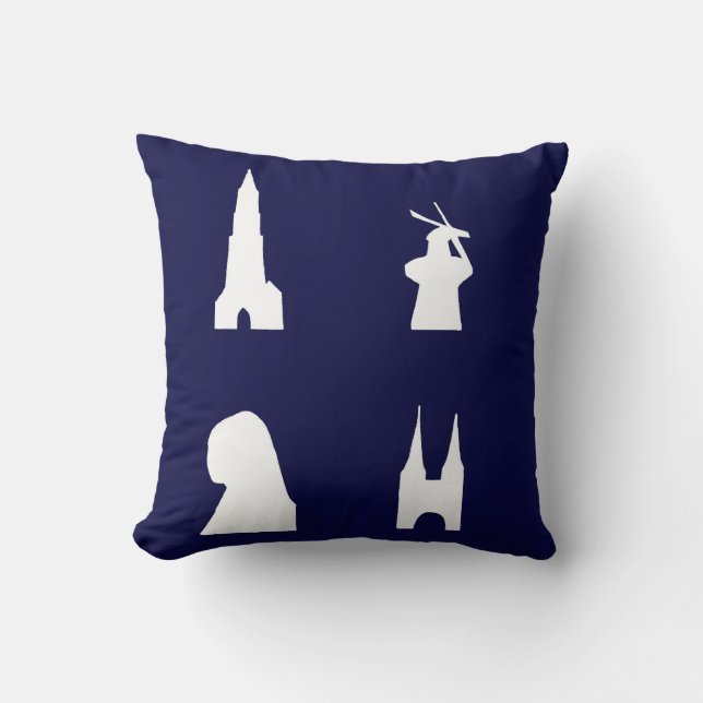 Delft-Silhouette in blau Kissen (Vorderseite)